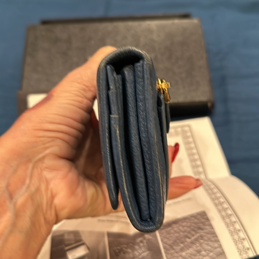 BEAUTIFUL COBALT BLUE PRADA VITELLO DOUBLE LONG WALLET W COA BOX AND CARDS INCL. - Picture 10 of 13